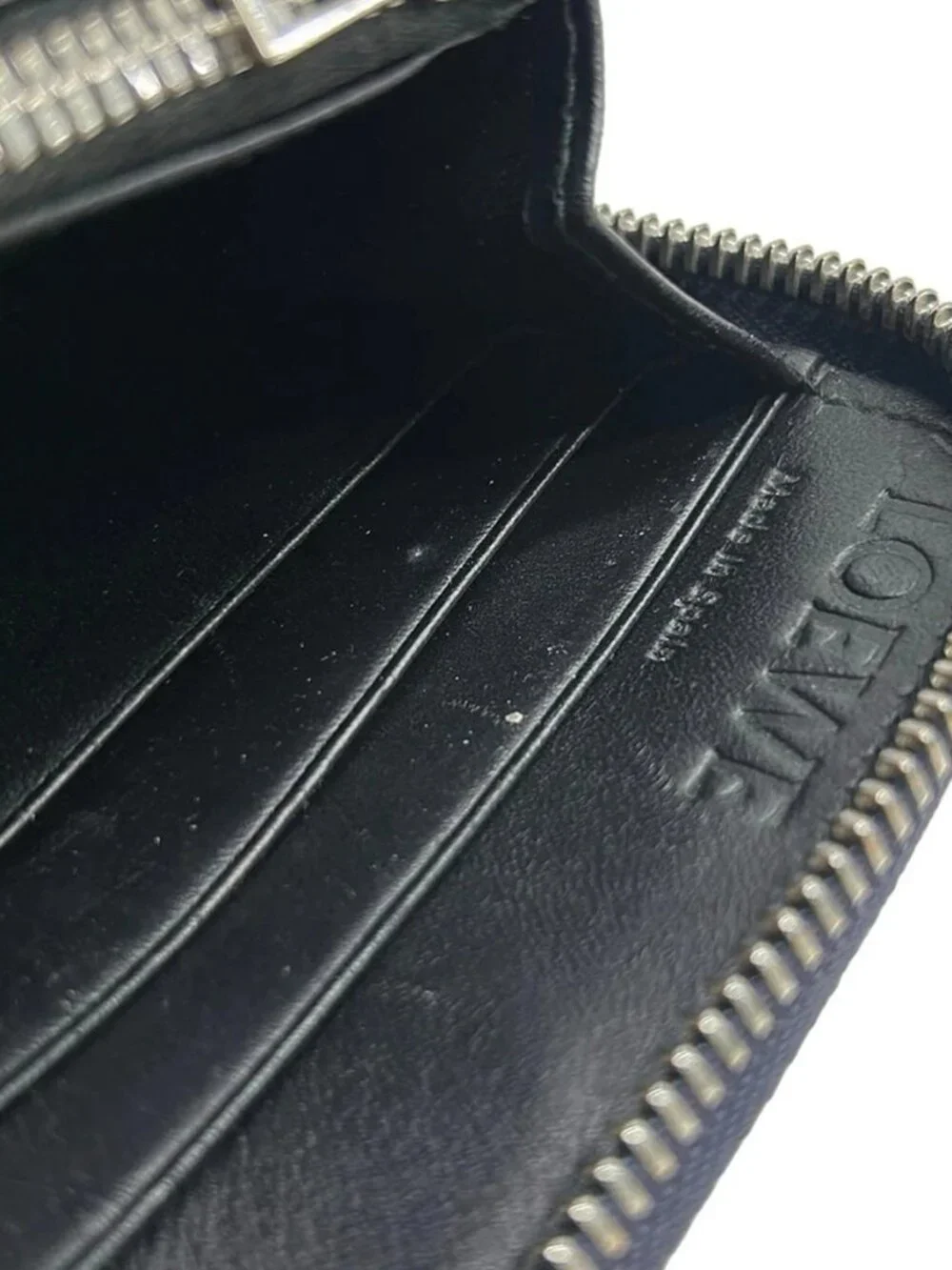 LOEWE Zip Around Wallet Stars Navy Cream Leather Long Wallet